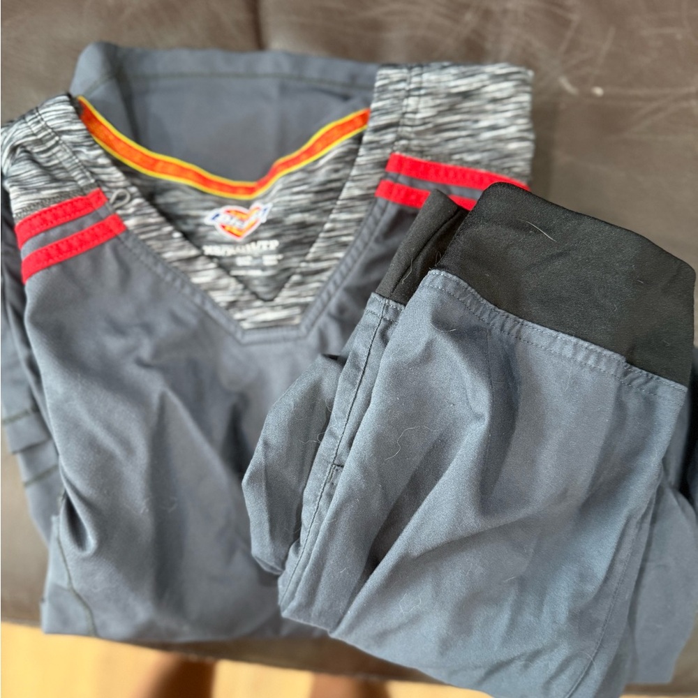 Dickies Gray V-Neck Jersey with Red Stripes
